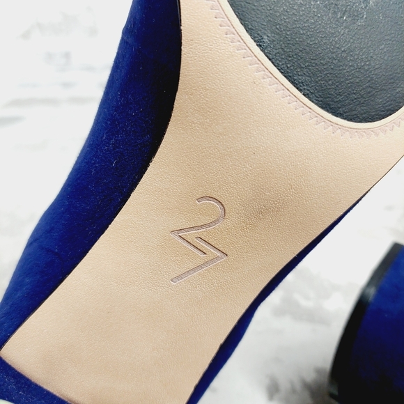 New 27 Edit Naturalizer Rebecca Blue Suede Block Heel Pumps V226 - Picture 8 of 11